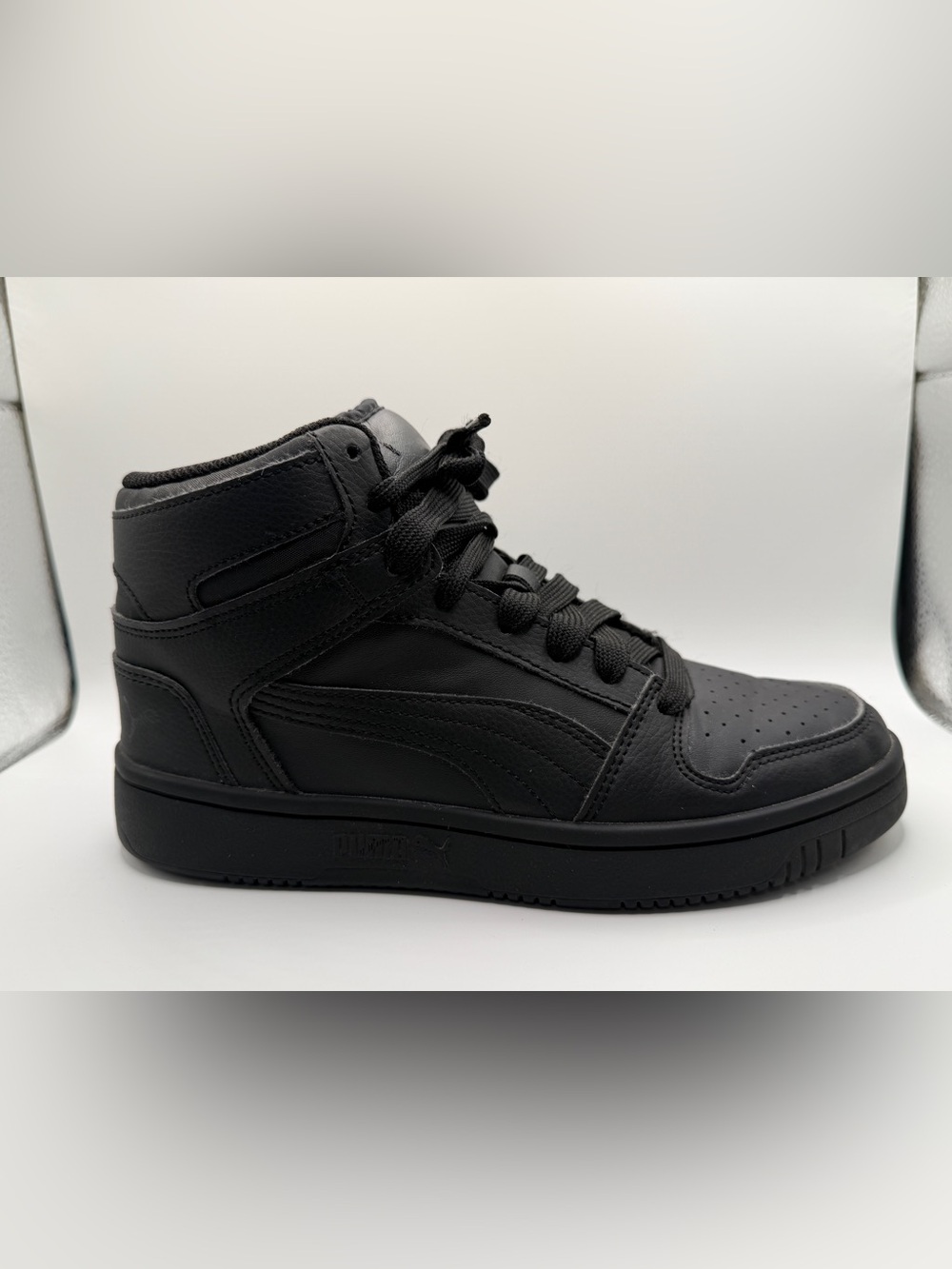 PUMA Rebound Joy Mid Triple Black Basketball Sneakers Youth 5 / Women's 6.5